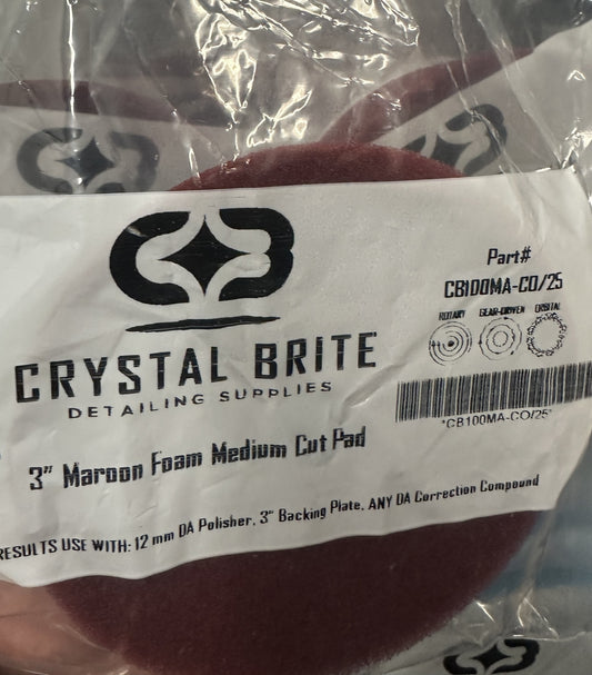 Crystal Brite 3” Maroon Foam Medium Cut pad 